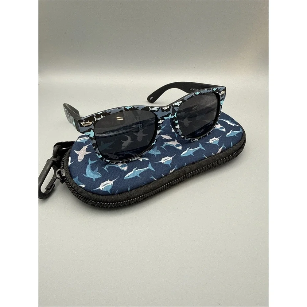 POLARSPEX CHILDREN'S POLARIZED SUNGLASSES Navy Shark UV400 protection & zip case